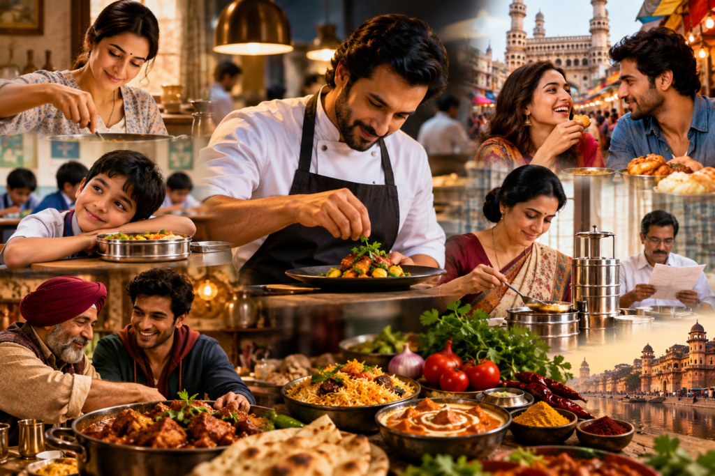 Bollywood movies about food and cooking featuring Indian chefs, family meals, traditional dishes, and food culture