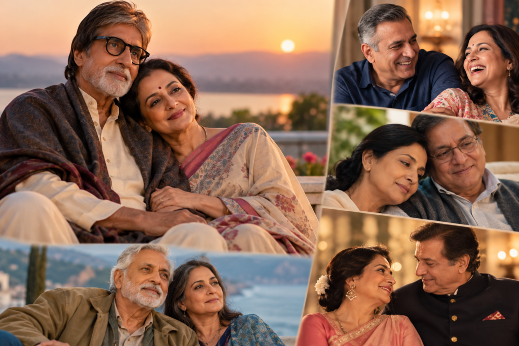 Bollywood romantic movies with older couples showing mature Indian couples sharing loving moments