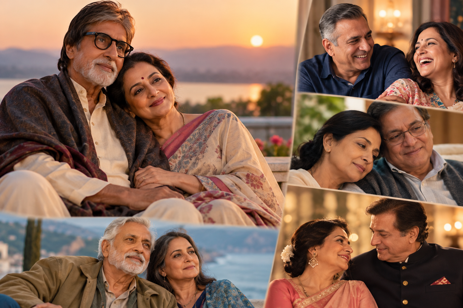 Bollywood romantic movies with older couples showing mature Indian couples sharing loving moments
